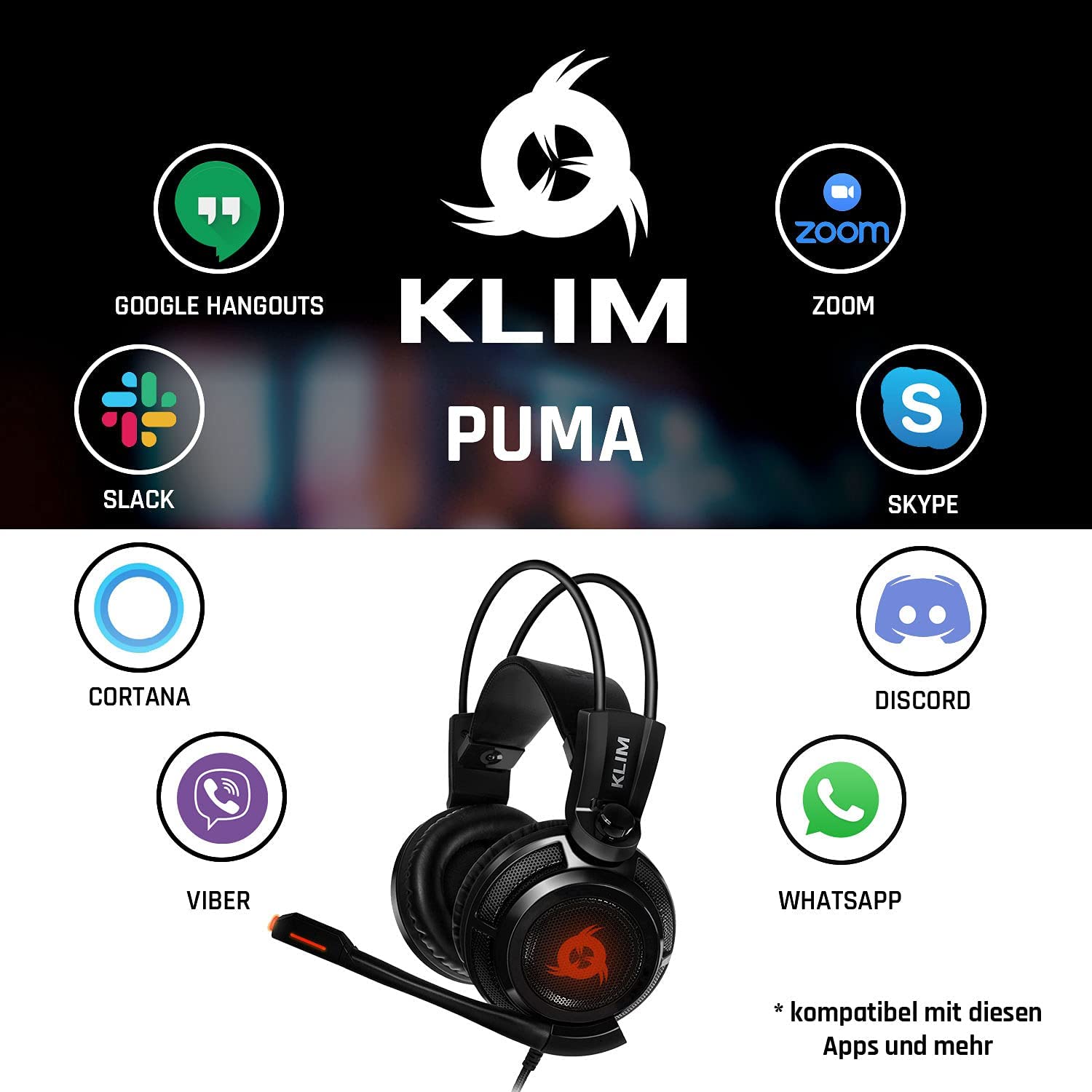 KLIM Puma Gaming Headset schwarz