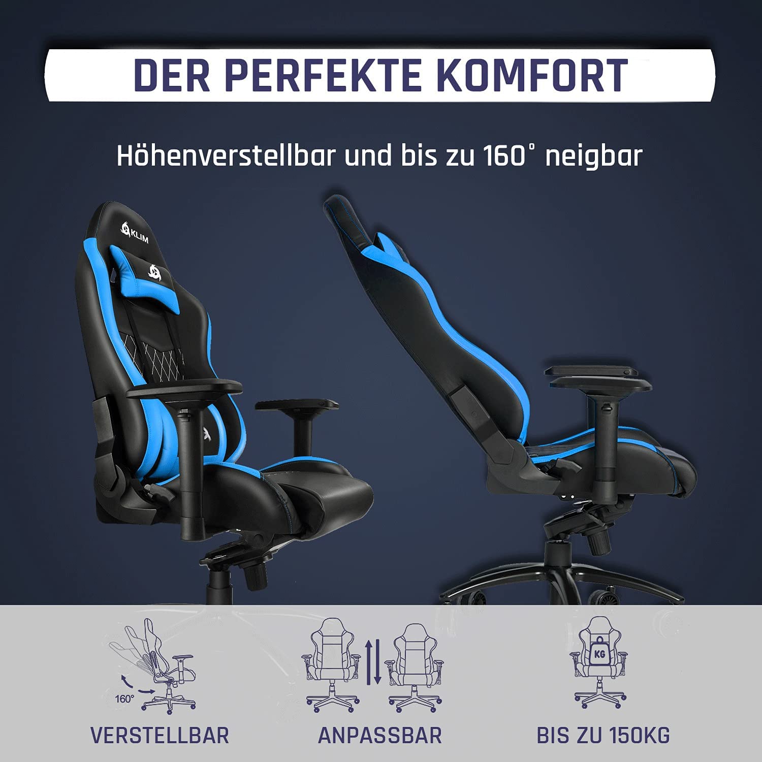 KLIM Esports blue Gaming Stuhl