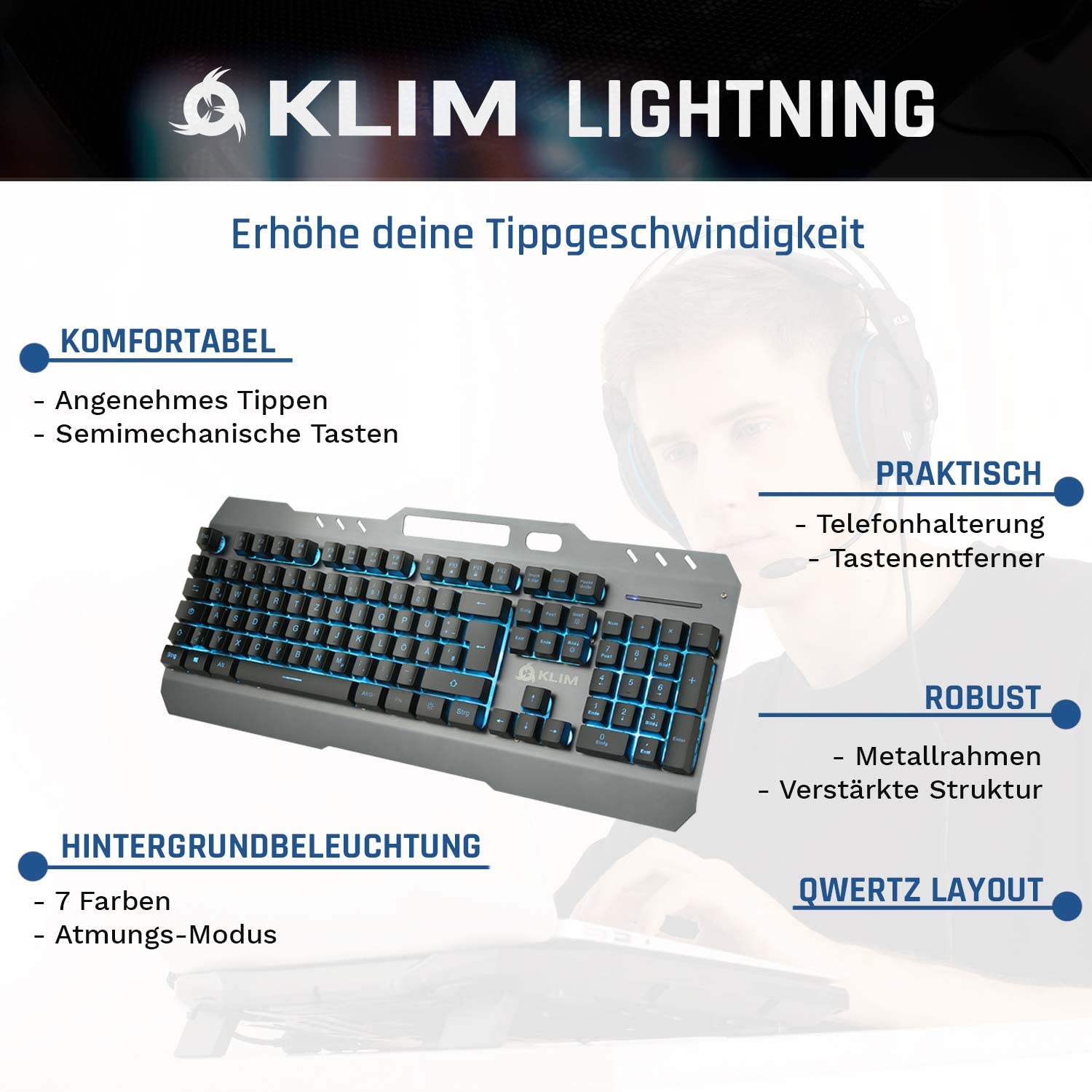 KLIM Lightning Gaming Tastatur