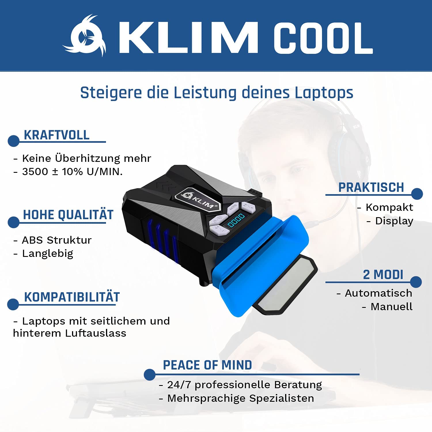 KLIM Cool blue Laptop Kühler