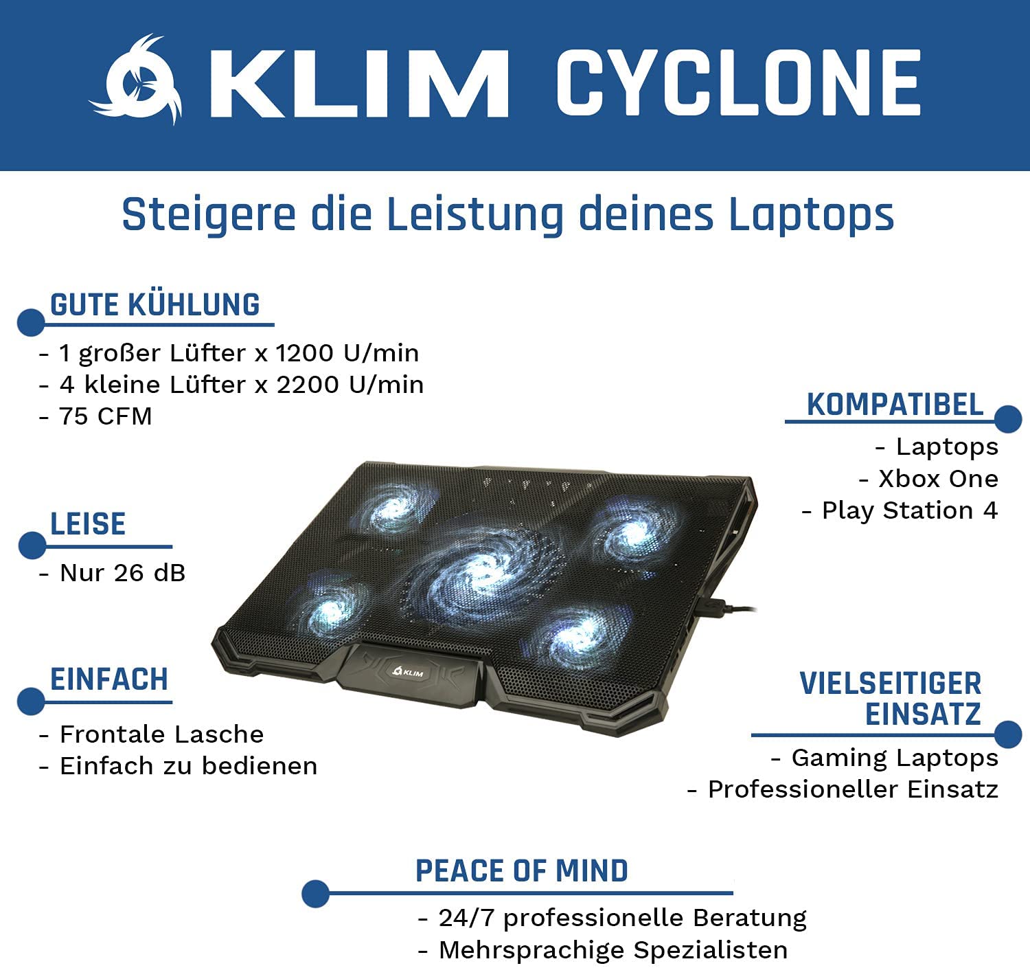 KLIM Cyclone white Laptop Kühler