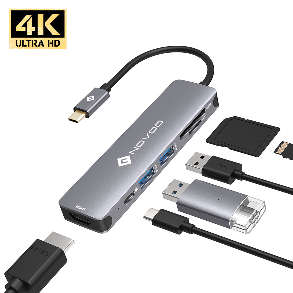 Novoo USB-C Aluminium Hub 6 Anschlüsse