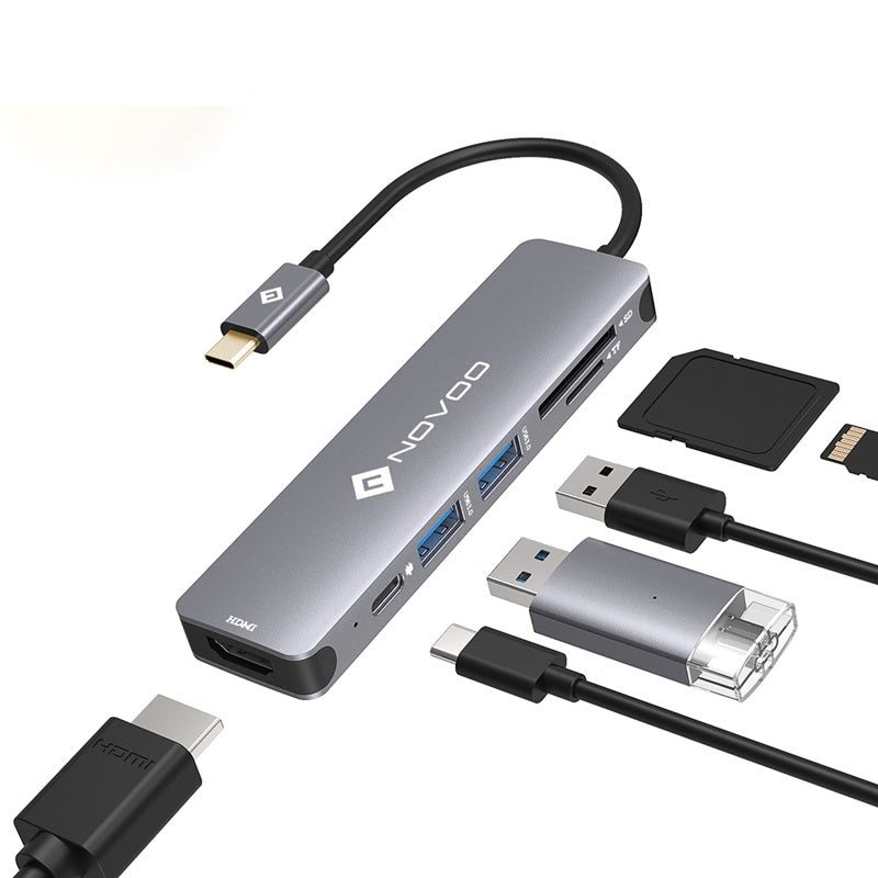 Novoo USB-C Aluminium Hub 6 Anschlüsse